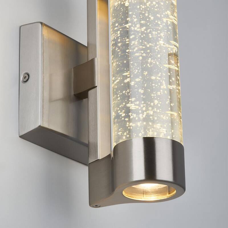 Lámpara de Pared de Acero Inoxidable con Cristal Burbujeante Integrado LED para Exteriores, para Garage y Porche, Estilo Moderno - AMP105-HDSS