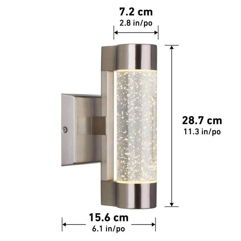 Lámpara de Pared de Acero Inoxidable con Cristal Burbujeante Integrado LED para Exteriores, para Garage y Porche, Estilo Moderno - AMP105-HDSS