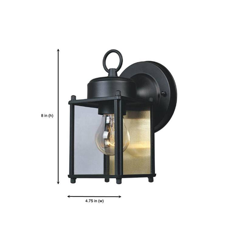 Lámpara de Porche para Exteriores Designers Fountain Preston de 8 pulgadas en negro con un solo foco de voltaje de línea y sin bombilla incluida - 1161-BK.