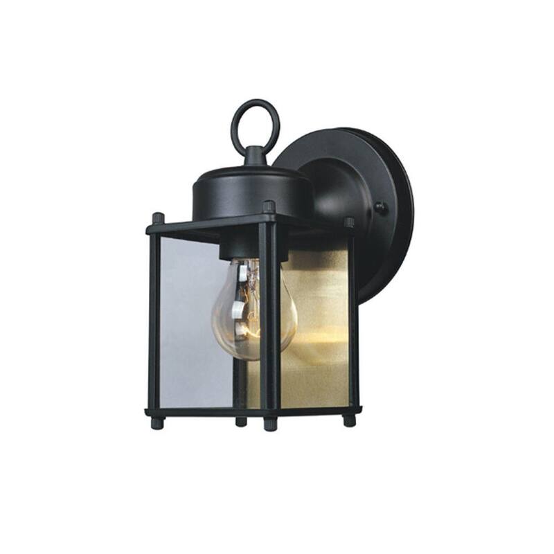 Lámpara de Porche para Exteriores Designers Fountain Preston de 8 pulgadas en negro con un solo foco de voltaje de línea y sin bombilla incluida - 1161-BK.