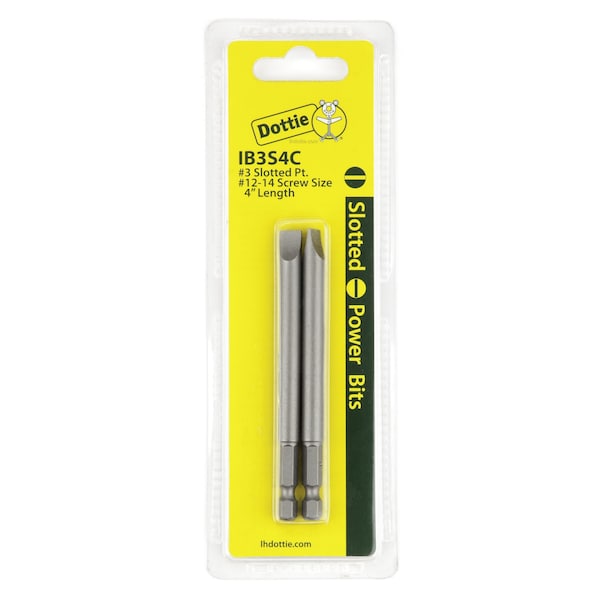 L.H. Dottie L.H. Dottie #3 x 4'' Slotted Power Bit (Carded) - IB3S4C