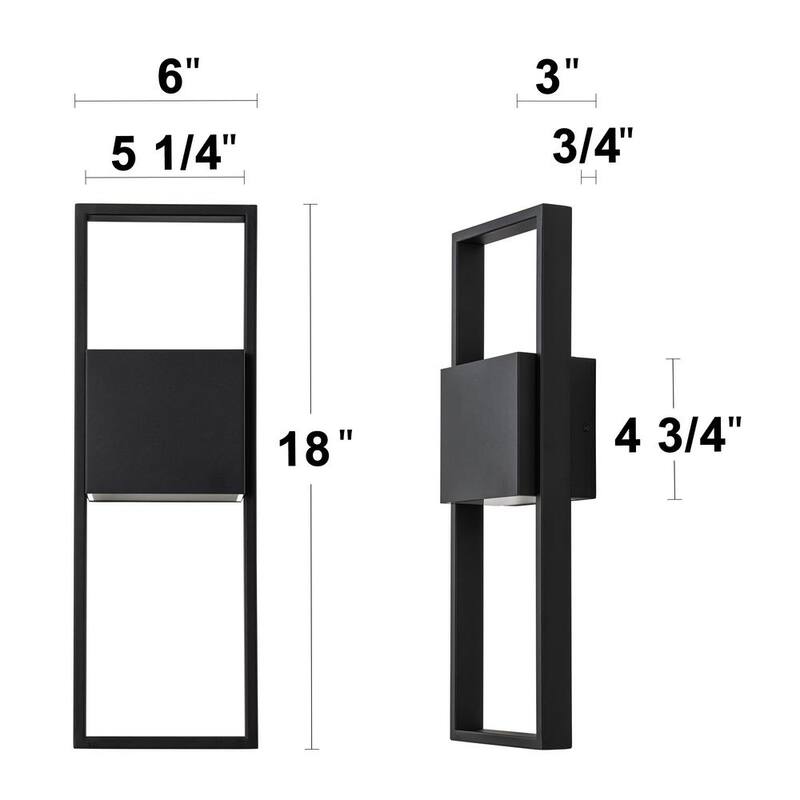 Lámpara de pared exterior LED Cattleya 18 pulgadas en negro mate con cableado duro - HLA2398-W