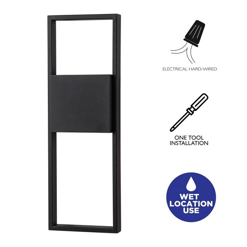 Lámpara de pared exterior LED Cattleya 18 pulgadas en negro mate con cableado duro - HLA2398-W