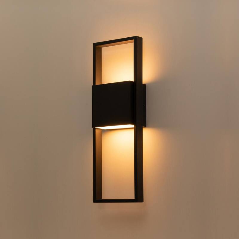 Lámpara de pared exterior LED Cattleya 18 pulgadas en negro mate con cableado duro - HLA2398-W