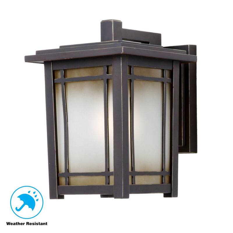 Colección de decoración para el hogar Port Oxford de 13.12 pulgadas 1-Luz Aceite Frotado Linterna Sconce de Pared al Aire Libre en Castaño Oscuro - 23113.