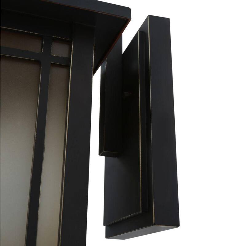 Colección de decoración para el hogar Port Oxford de 13.12 pulgadas 1-Luz Aceite Frotado Linterna Sconce de Pared al Aire Libre en Castaño Oscuro - 23113.