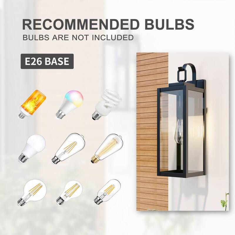 Lámpara de pared exterior con cableado duro de 22 pulgadas y 1 luz en negro mate sin marca, estilo moderno con cristal transparente (paquete de 4) - UTO-1215L-4PK