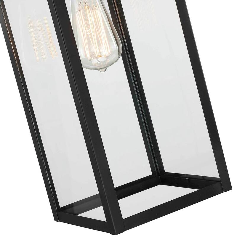 Lámpara de pared exterior con cableado duro de 22 pulgadas y 1 luz en negro mate sin marca, estilo moderno con cristal transparente (paquete de 4) - UTO-1215L-4PK
