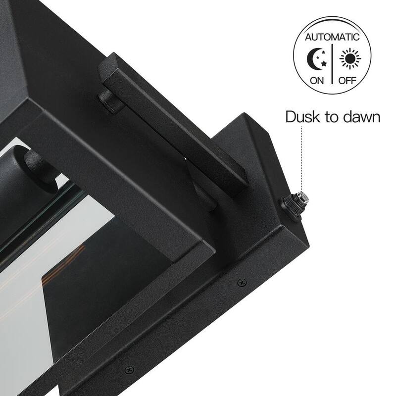 Verdadero fino Trevot 1-Luz 16.5 in. Linterna de pared exterior negra Luz de amanecer a anochecer - TD130003OT