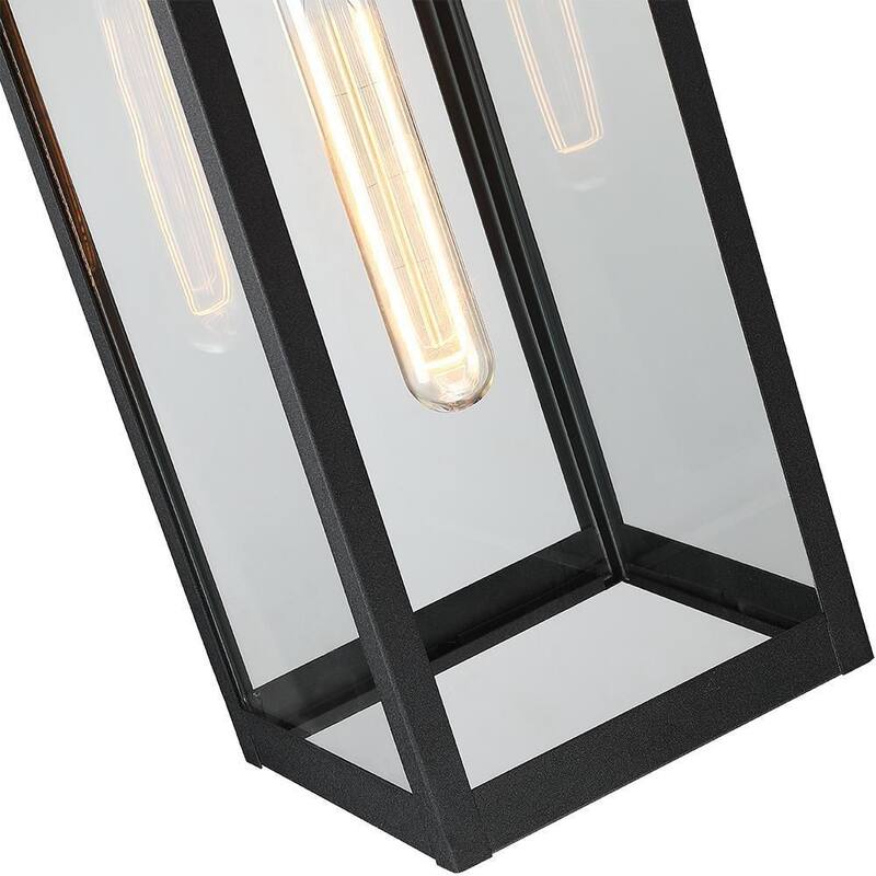 Verdadero fino Trevot 1-Luz 16.5 in. Linterna de pared exterior negra Luz de amanecer a anochecer - TD130003OT