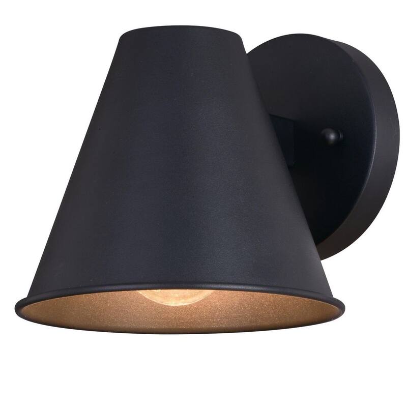 VAXCEL Smith Linterna de Pared para Exterior de Metal Negro Texturizado con Cono y 1 Luz - T0638