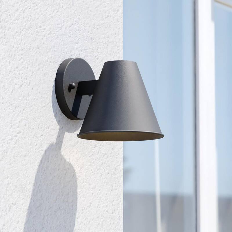 VAXCEL Smith Linterna de Pared para Exterior de Metal Negro Texturizado con Cono y 1 Luz - T0638