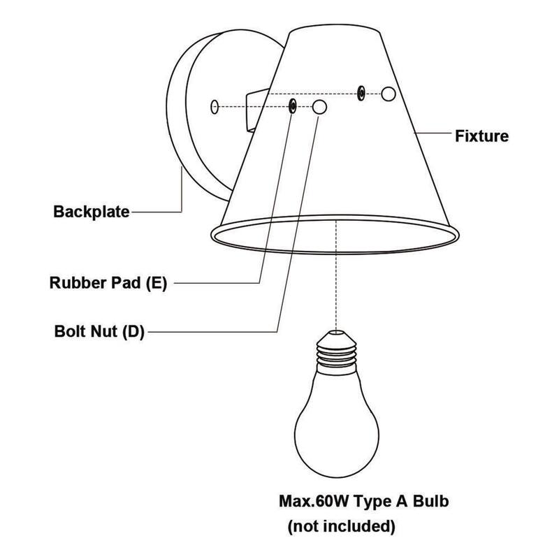 VAXCEL Smith Linterna de Pared para Exterior de Metal Negro Texturizado con Cono y 1 Luz - T0638