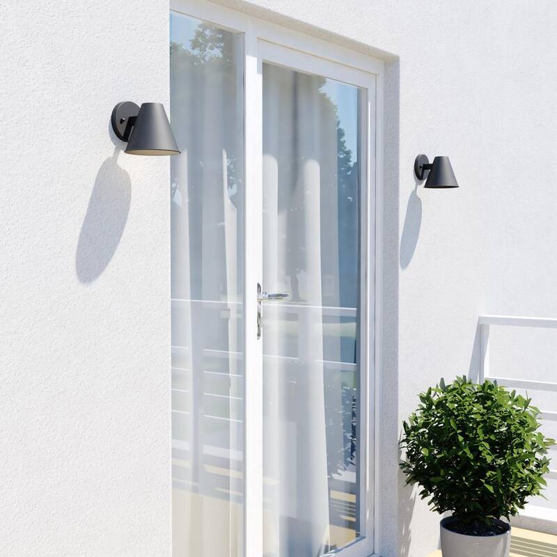 VAXCEL Smith Linterna de Pared para Exterior de Metal Negro Texturizado con Cono y 1 Luz - T0638
