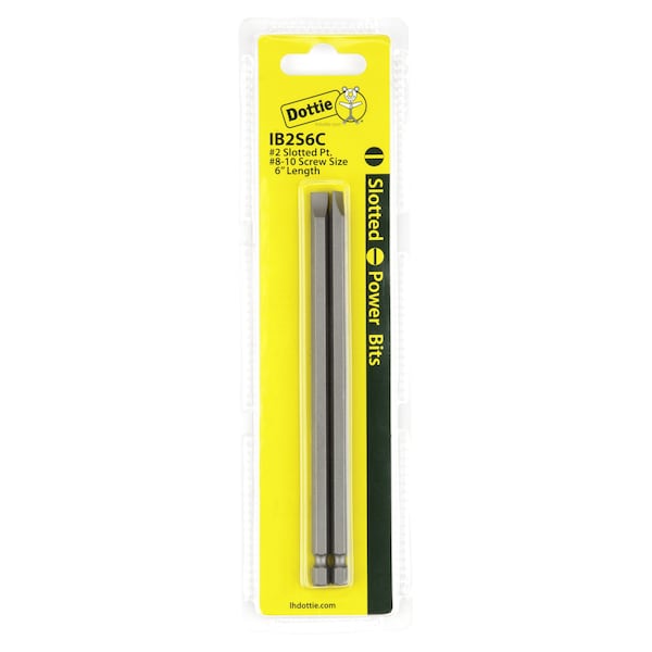 L.H. Dottie L.H. Dottie #2 x 6'' Slotted Power Bit (Carded) - IB2S6C