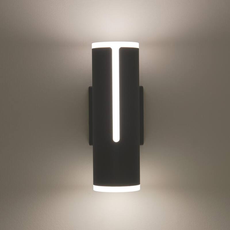 Lámpara Artika Linea Black Modern Dusk to Dawn con LED integrado para exteriores, instalación fija en garaje y porche en forma de cilindro - OUT-LIN.