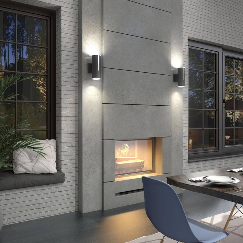 Lámpara Artika Linea Black Modern Dusk to Dawn con LED integrado para exteriores, instalación fija en garaje y porche en forma de cilindro - OUT-LIN.