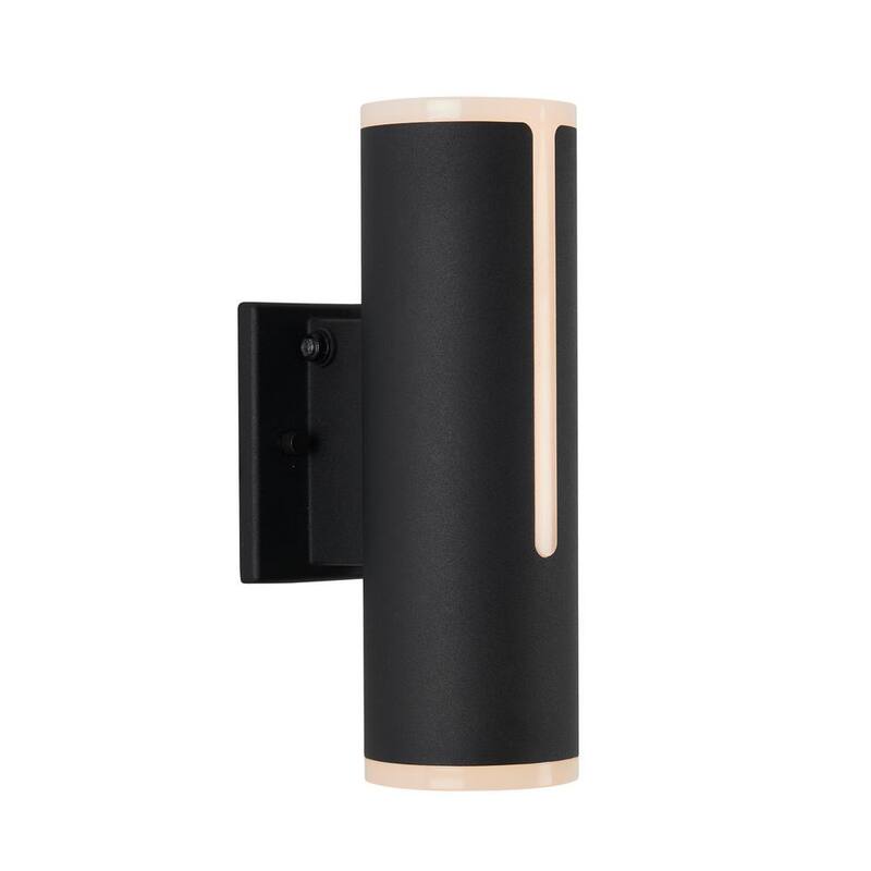 Lámpara Artika Linea Black Modern Dusk to Dawn con LED integrado para exteriores, instalación fija en garaje y porche en forma de cilindro - OUT-LIN.