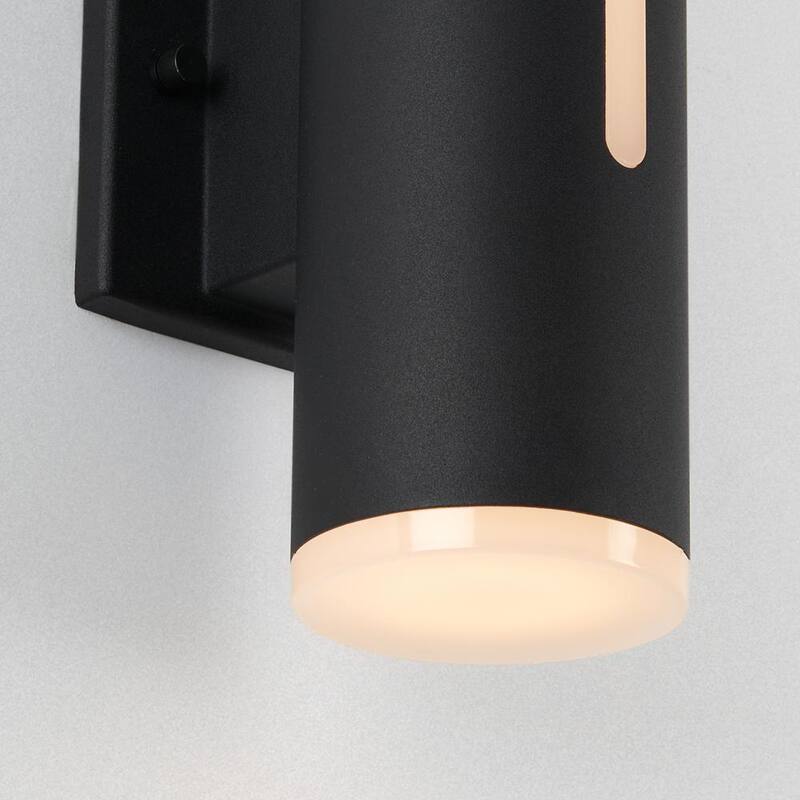 Lámpara Artika Linea Black Modern Dusk to Dawn con LED integrado para exteriores, instalación fija en garaje y porche en forma de cilindro - OUT-LIN.