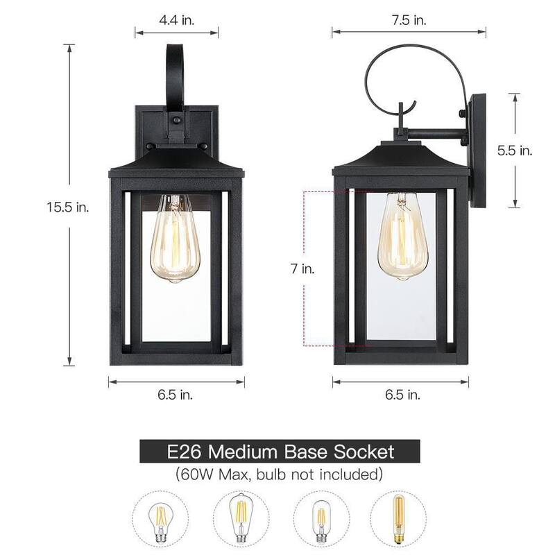 Lámpara de pared exterior TRUE FINE Kimberley de 1 luz de 15.5 pulgadas en color negro - TD130004OT