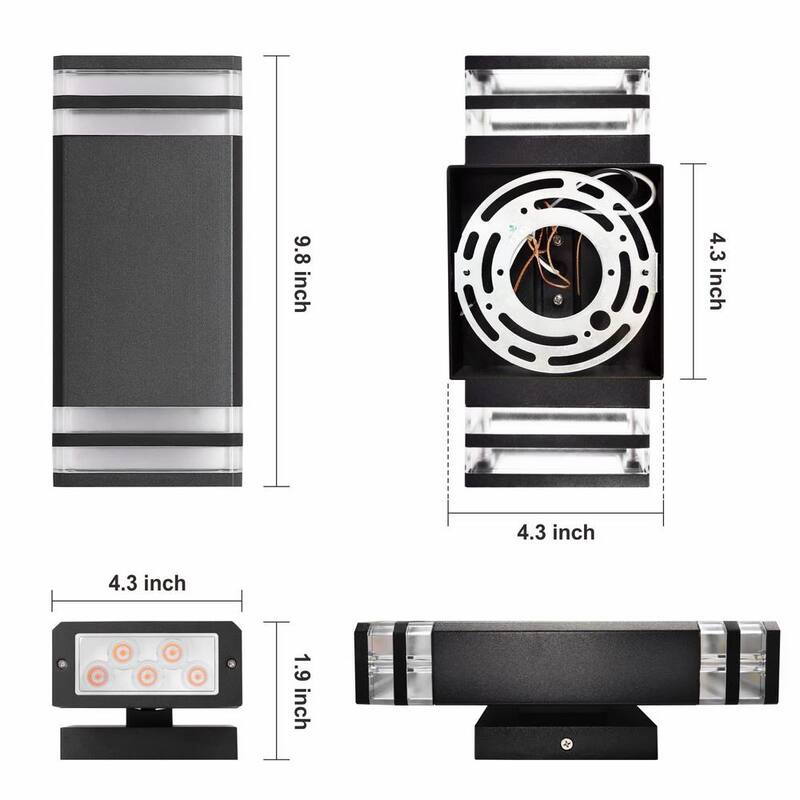 Lámpara de Pared de Exterior con Cableado Duro HKMGT de 2 Capas, de Amanecer a Anochecer en Negro con Fijeza de Luz Exterior con Bombillas Incluidas (Paquete de 2) - BD02BGYC01xy2P
