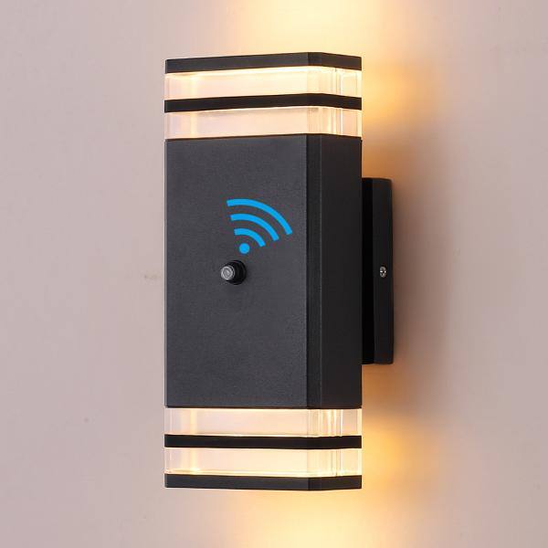 Lámpara de Pared de Exterior con Cableado Duro HKMGT de 2 Capas, de Amanecer a Anochecer en Negro con Fijeza de Luz Exterior con Bombillas Incluidas (Paquete de 2) - BD02BGYC01xy2P
