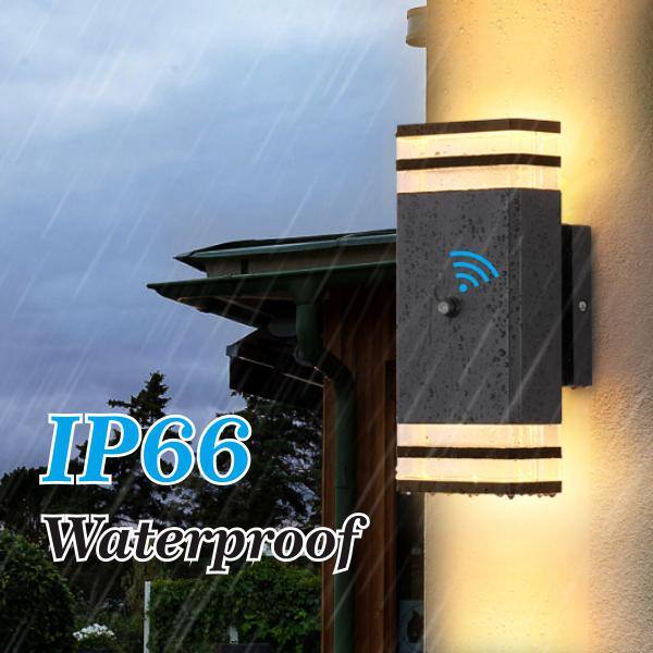 Lámpara de Pared de Exterior con Cableado Duro HKMGT de 2 Capas, de Amanecer a Anochecer en Negro con Fijeza de Luz Exterior con Bombillas Incluidas (Paquete de 2) - BD02BGYC01xy2P