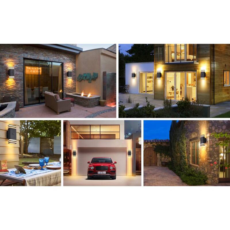 Lámpara de Pared de Exterior con Cableado Duro HKMGT de 2 Capas, de Amanecer a Anochecer en Negro con Fijeza de Luz Exterior con Bombillas Incluidas (Paquete de 2) - BD02BGYC01xy2P