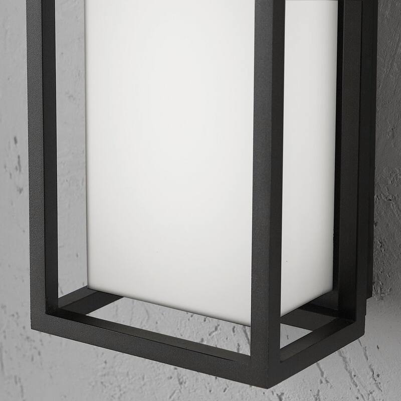 Colección de Decoradores para el Hogar Abbey 14 pulgadas Linterna de Pared Exterior Moderna de 1 Luz LED en color Negro Arena con pantalla acrílica blanca (paquete de 1) - 23758
