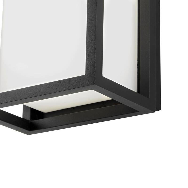 Colección de Decoradores para el Hogar Abbey 14 pulgadas Linterna de Pared Exterior Moderna de 1 Luz LED en color Negro Arena con pantalla acrílica blanca (paquete de 1) - 23758