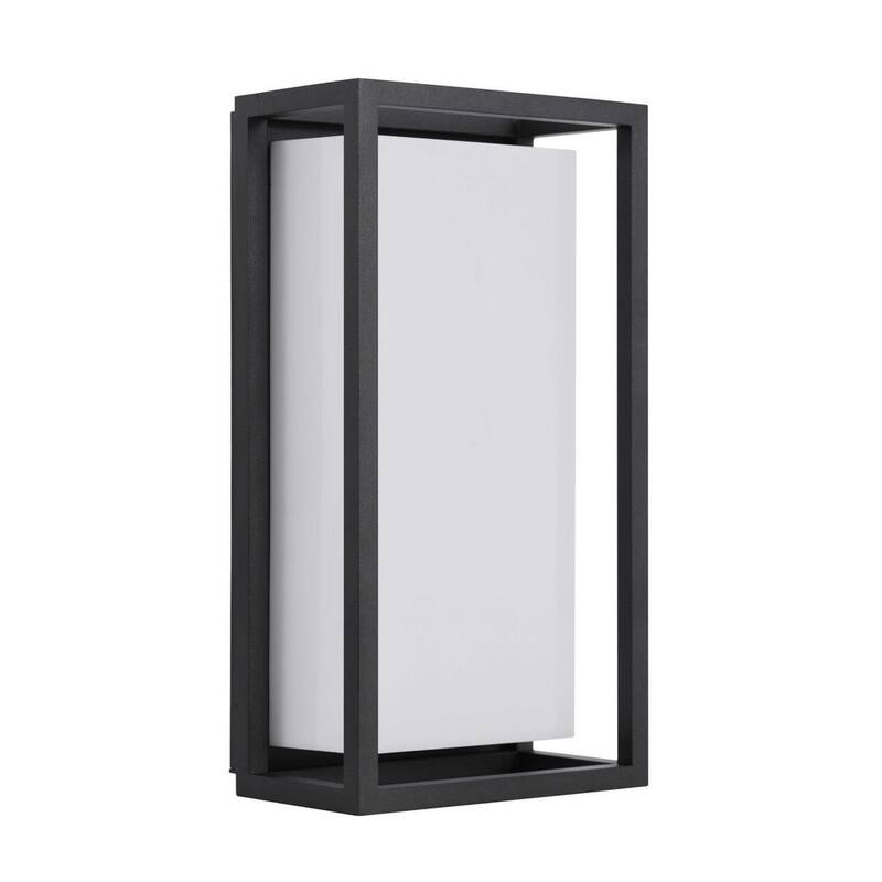Colección de Decoradores para el Hogar Abbey 14 pulgadas Linterna de Pared Exterior Moderna de 1 Luz LED en color Negro Arena con pantalla acrílica blanca (paquete de 1) - 23758