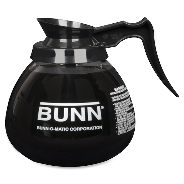 Bunn Pourover Decanter, Pour Over Style, Glass Base Material, 64 oz Capacity, Black - 42400.0101