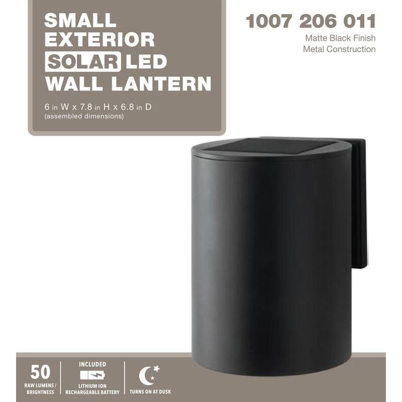 Marca privada sin marca 7.8 pulgadas 1 luz moderna LED solar cilíndrica para exterior con acabado en negro y cumplimiento del cielo oscuro - W2254-11
