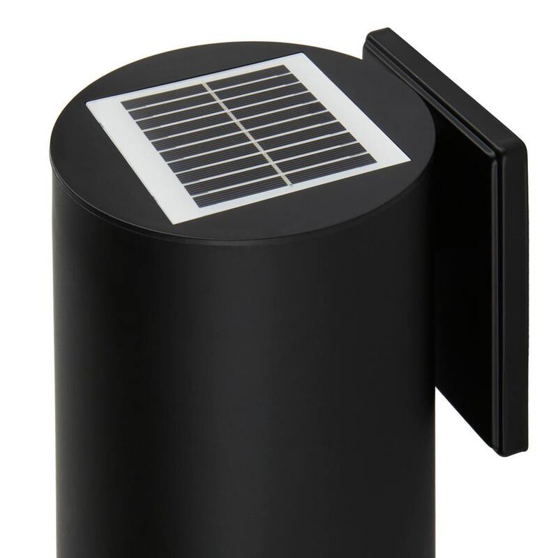 Marca privada sin marca 7.8 pulgadas 1 luz moderna LED solar cilíndrica para exterior con acabado en negro y cumplimiento del cielo oscuro - W2254-11