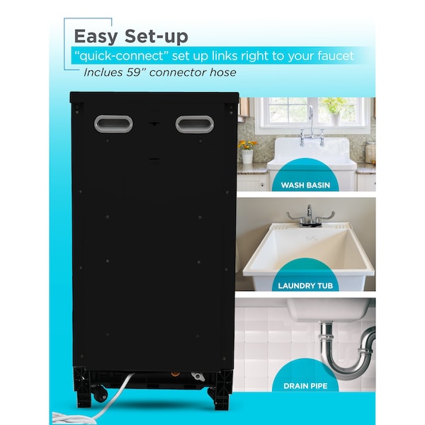 Black & Decker Portable Dishwasher, 18 inches Wide, 8 Place Setting, Black - BPD8B