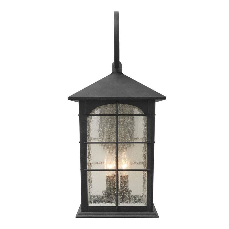 Colección de decoración para el hogar Brimfield 22 in. Lámpara de pared exterior de luz de línea de voltaje de 3 luces de hierro envejecido sin bombillas incluidas - HB7103-151