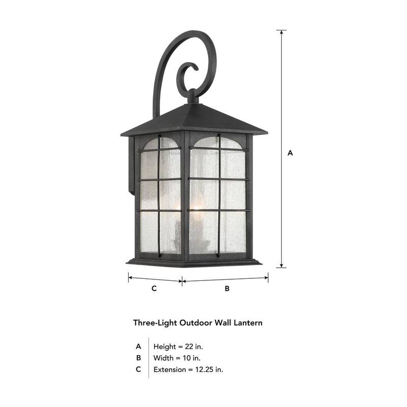 Colección de decoración para el hogar Brimfield 22 in. Lámpara de pared exterior de luz de línea de voltaje de 3 luces de hierro envejecido sin bombillas incluidas - HB7103-151