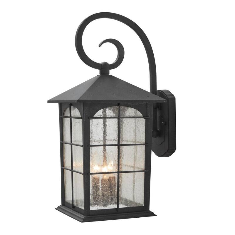 Colección de decoración para el hogar Brimfield 22 in. Lámpara de pared exterior de luz de línea de voltaje de 3 luces de hierro envejecido sin bombillas incluidas - HB7103-151