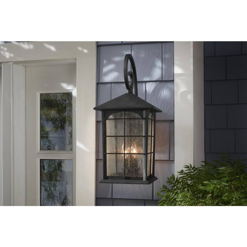 Colección de decoración para el hogar Brimfield 22 in. Lámpara de pared exterior de luz de línea de voltaje de 3 luces de hierro envejecido sin bombillas incluidas - HB7103-151