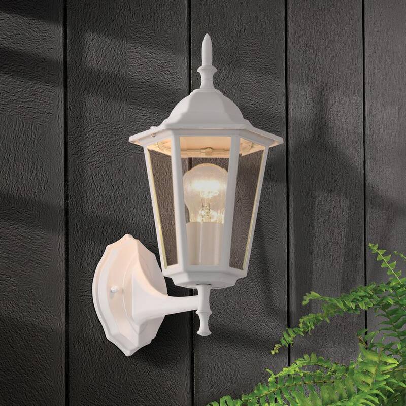 C Cattleya Linterna de pared para exteriores de aluminio fundido blanco con 1 luz (paquete de 2) - CA1905-2W