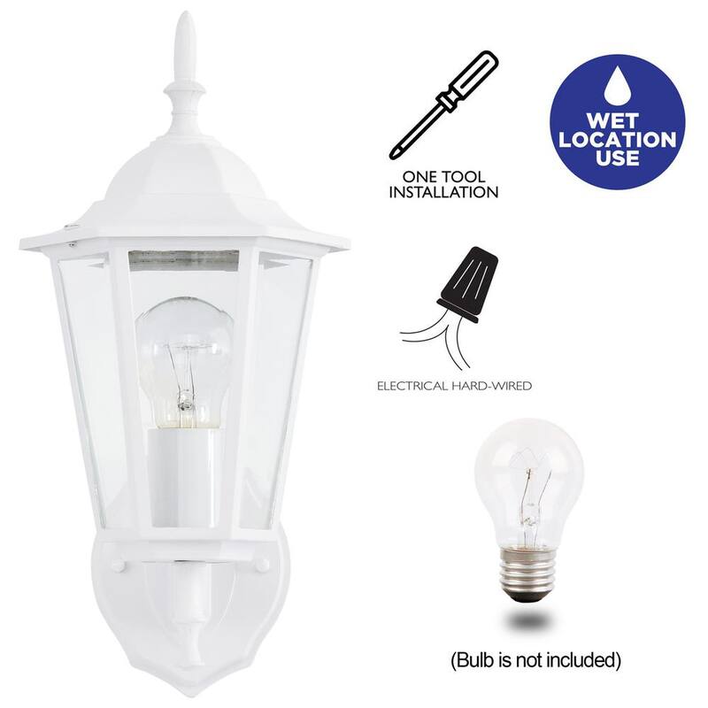C Cattleya Linterna de pared para exteriores de aluminio fundido blanco con 1 luz (paquete de 2) - CA1905-2W