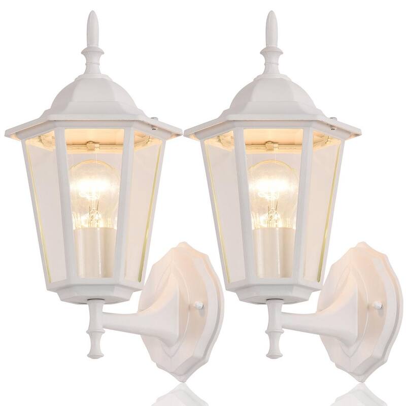 C Cattleya Linterna de pared para exteriores de aluminio fundido blanco con 1 luz (paquete de 2) - CA1905-2W