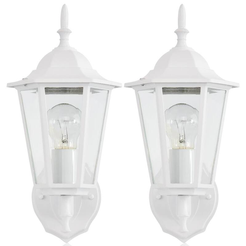 C Cattleya Linterna de pared para exteriores de aluminio fundido blanco con 1 luz (paquete de 2) - CA1905-2W