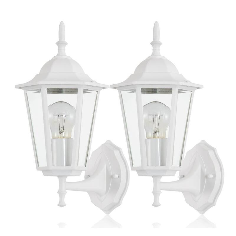 C Cattleya Linterna de pared para exteriores de aluminio fundido blanco con 1 luz (paquete de 2) - CA1905-2W