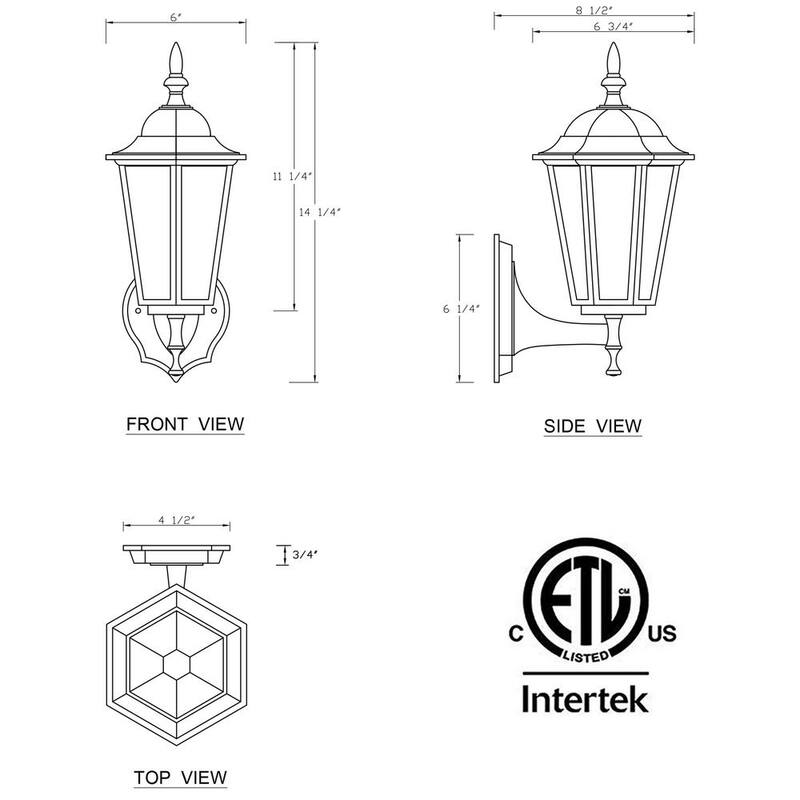 C Cattleya Linterna de pared para exteriores de aluminio fundido blanco con 1 luz (paquete de 2) - CA1905-2W