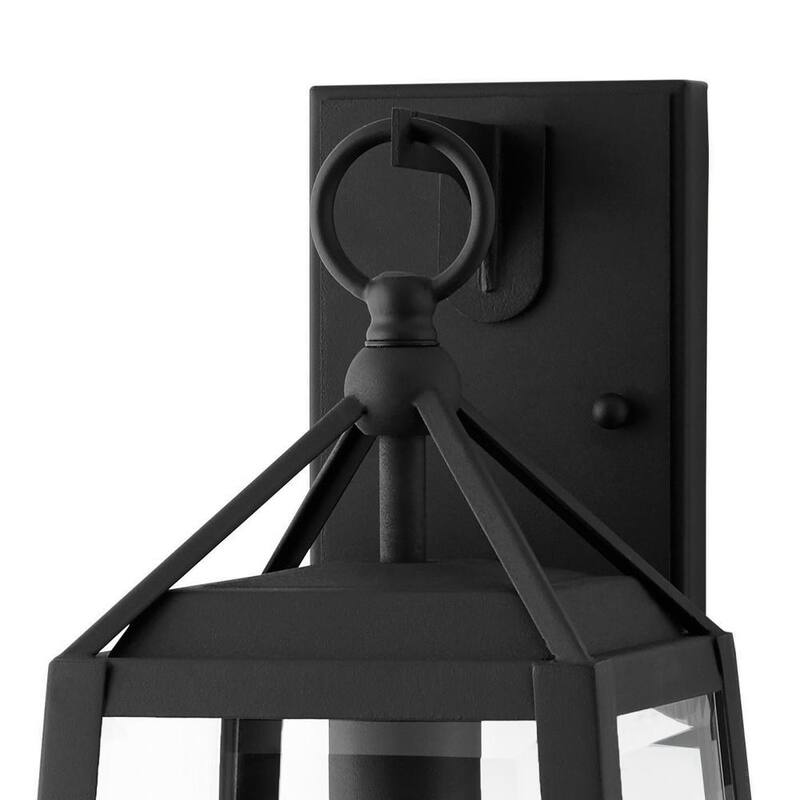 Colección de decoración para el hogar Blakeley 14.88 pulgadas Lámpara de pared exterior negra de 1 luz con accesorio de vidrio biselado claro - W 09905