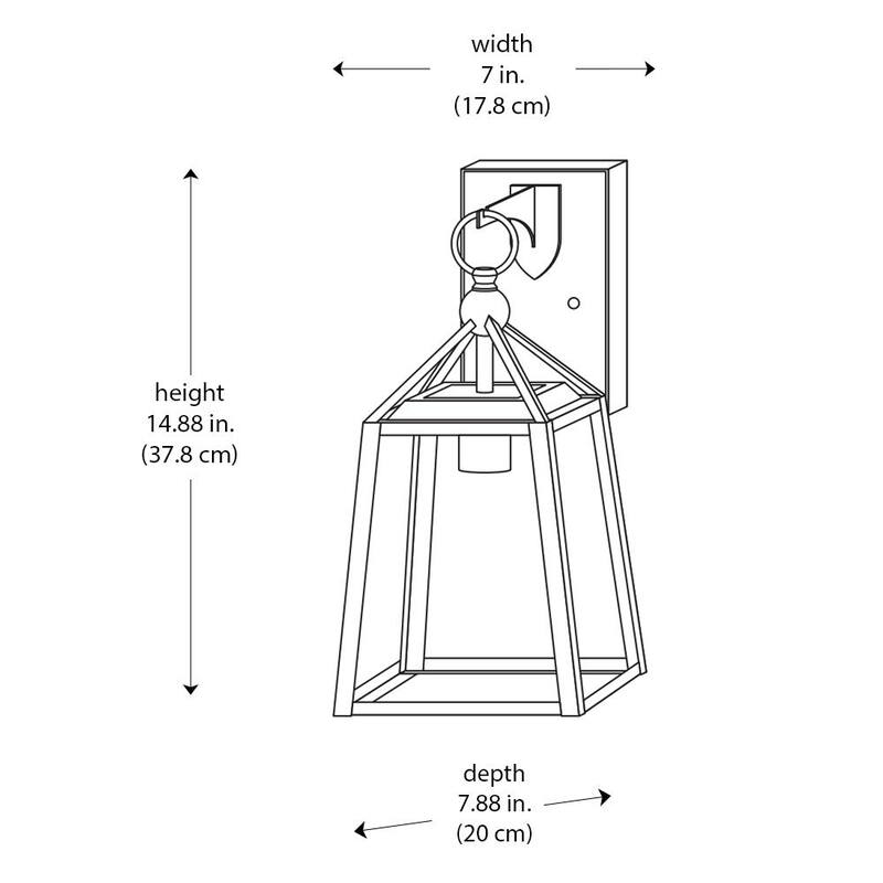 Colección de decoración para el hogar Blakeley 14.88 pulgadas Lámpara de pared exterior negra de 1 luz con accesorio de vidrio biselado claro - W 09905