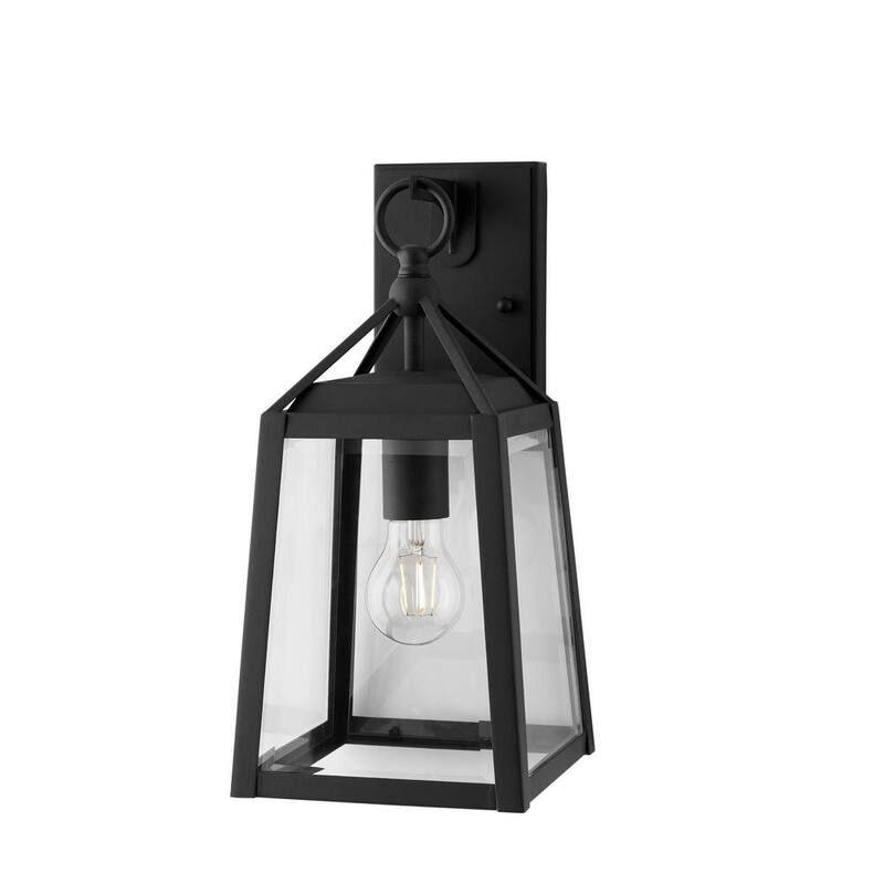 Colección de decoración para el hogar Blakeley 14.88 pulgadas Lámpara de pared exterior negra de 1 luz con accesorio de vidrio biselado claro - W 09905