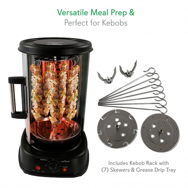 Nutrichef Vertical Rotisserie Oven - Rotating Kebob Cooker - PKRTVG34