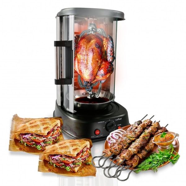 Nutrichef Vertical Rotisserie Oven - Rotating Kebob Cooker - PKRTVG34